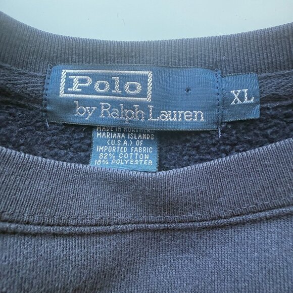Polo By Ralph Lauren Mens Crewneck Sweatshirt XL Navy Red Pony Logo Classic Fit - Picture 3 of 6